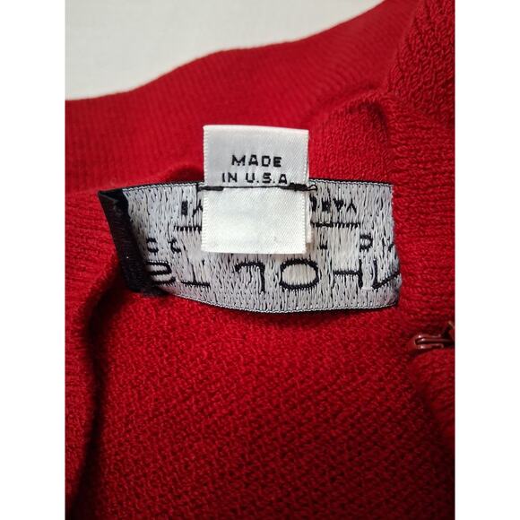 St. John Collection by Marie Gray Red Catalina Knit Sweater Black Beading Small - Picture 10 of 14